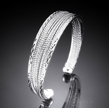 Pulseira aberta de prata feminina na moda pulseiras ajustáveis